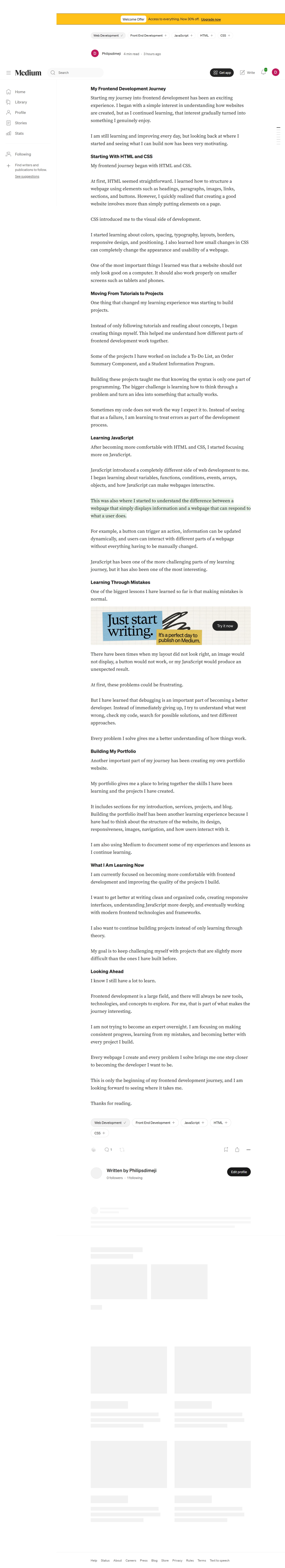 Frontend Development Journey